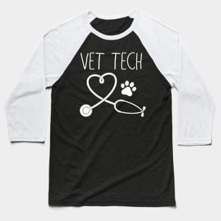 Vet Tech Love Animal Love Care Paw Print Baseball T-Shirt